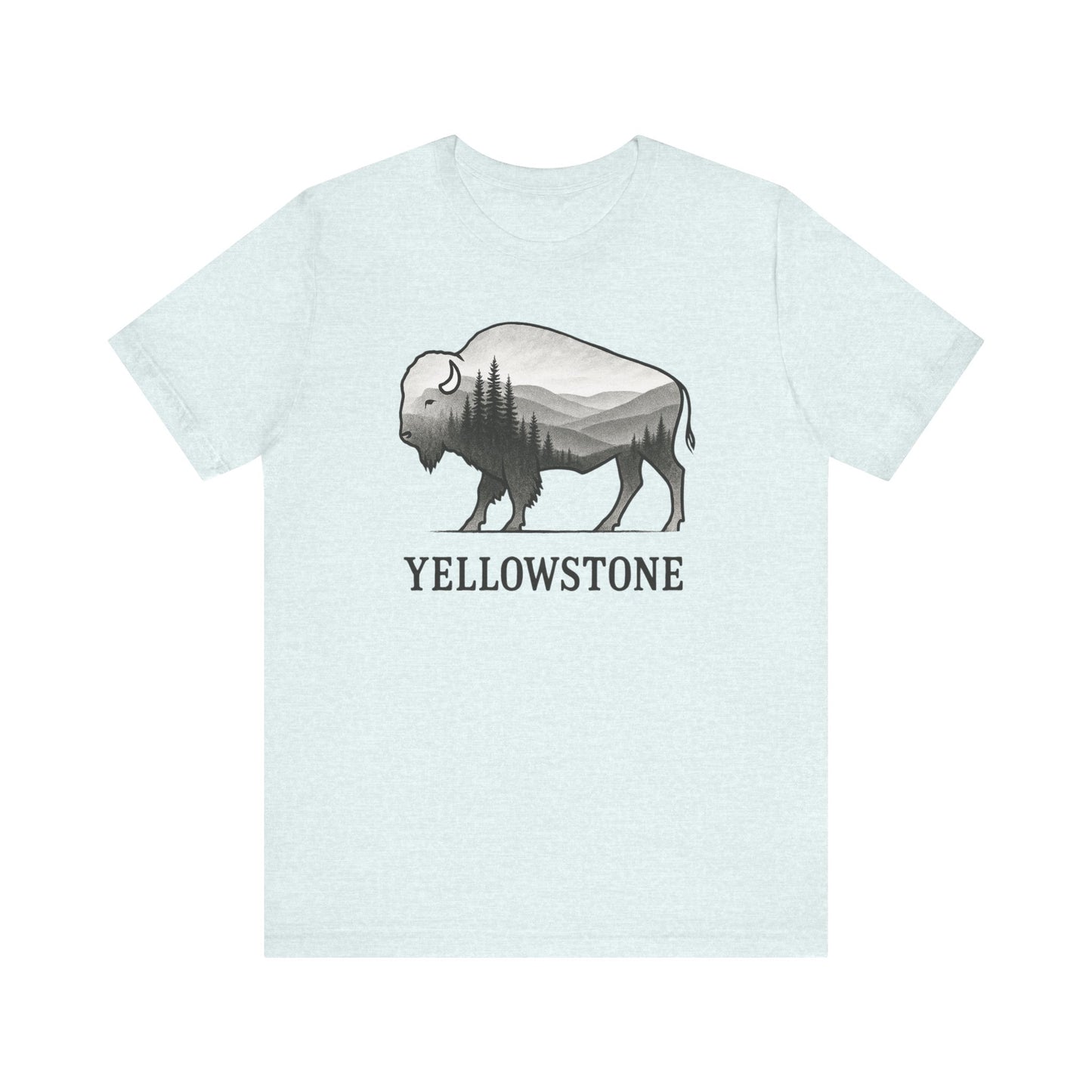 Yellowstone Bison Silhouette T-Shirt | Double Exposure Nature Tee