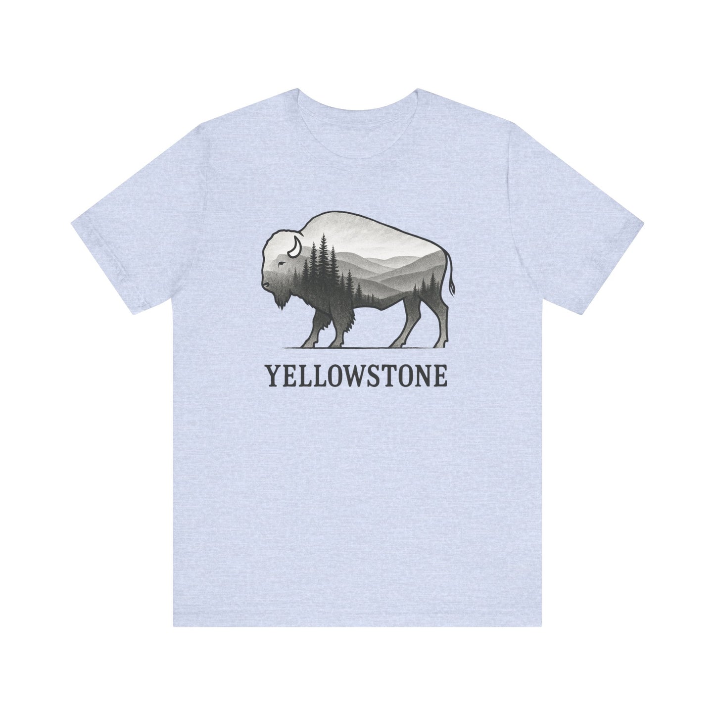 Yellowstone Bison Silhouette T-Shirt | Double Exposure Nature Tee