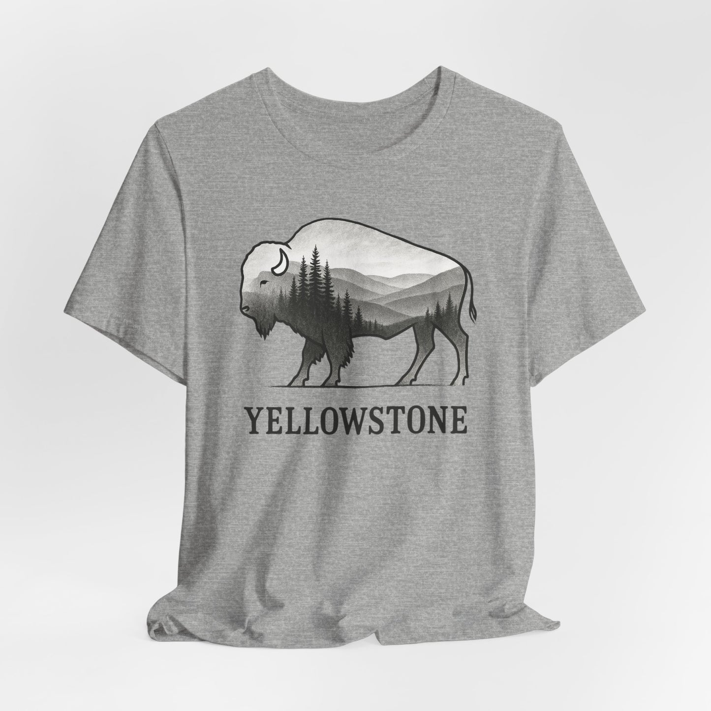 Yellowstone Bison Silhouette T-Shirt | Double Exposure Nature Tee
