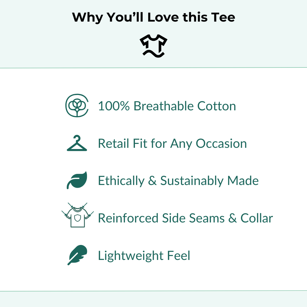 An image listing the benefits and features of our Travel t-shirts