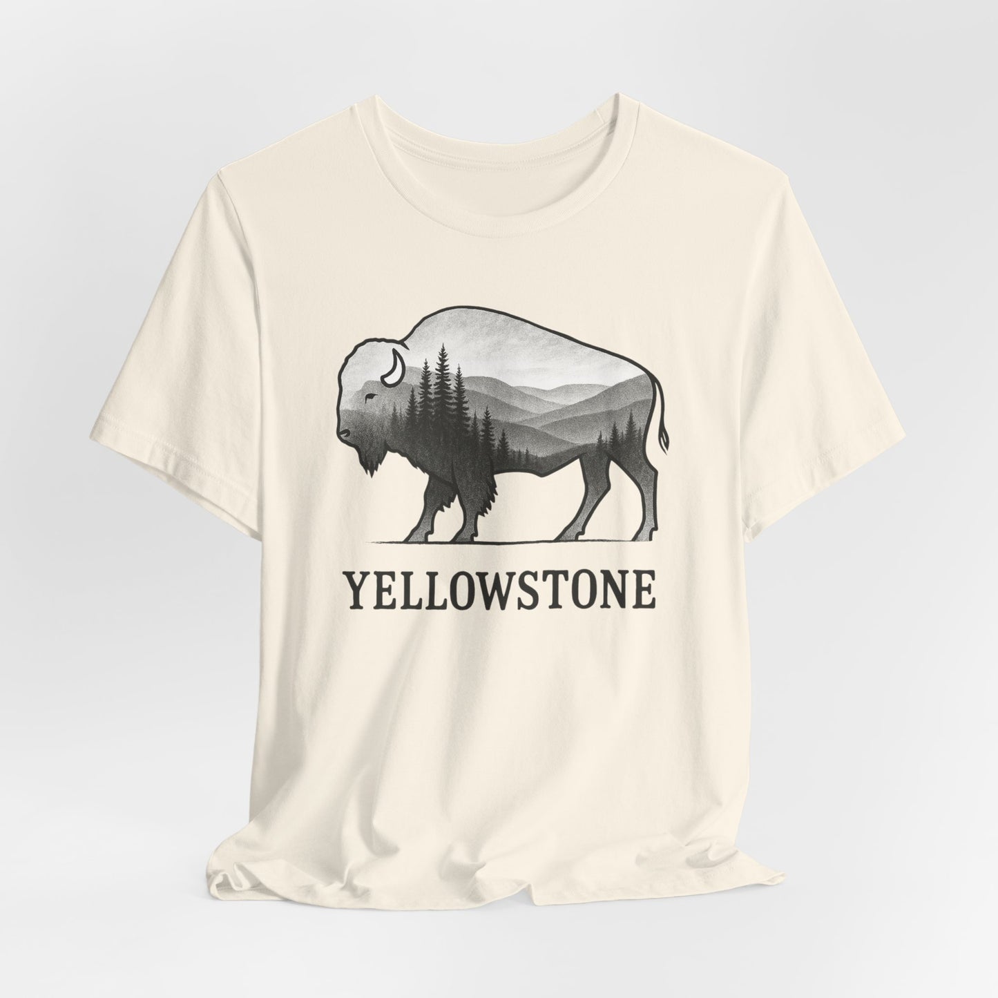 Yellowstone Bison Silhouette T-Shirt | Double Exposure Nature Tee