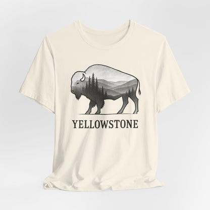 Yellowstone Bison Silhouette T-Shirt | Double Exposure Nature Tee