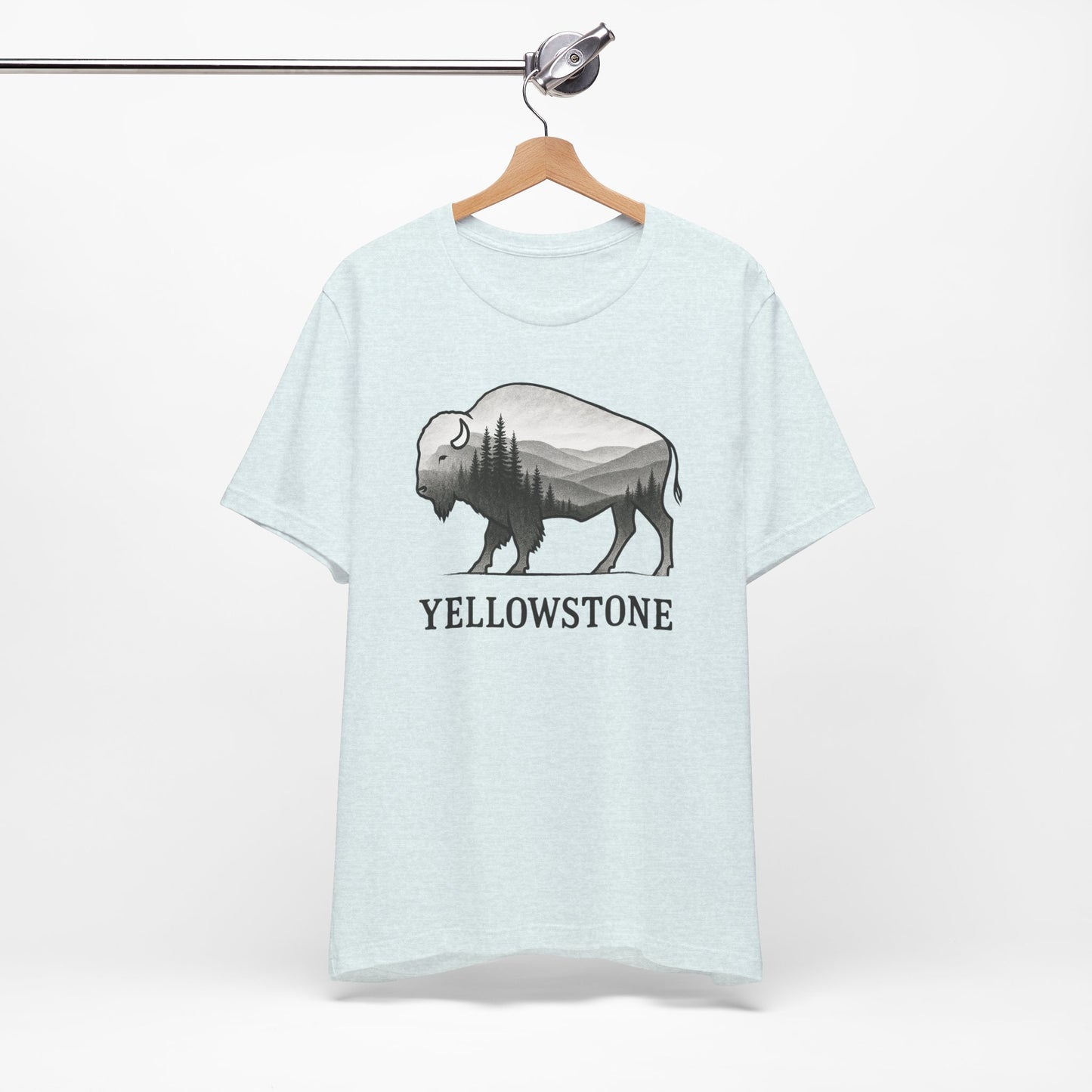 Yellowstone Bison Silhouette T-Shirt | Double Exposure Nature Tee