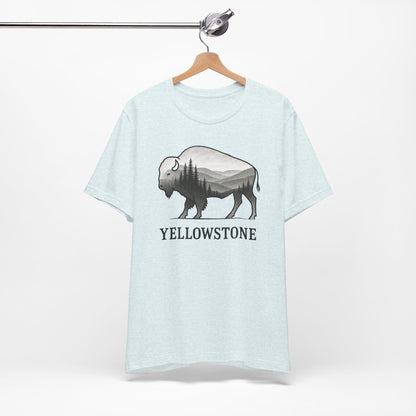 Yellowstone Bison Silhouette T-Shirt | Double Exposure Nature Tee