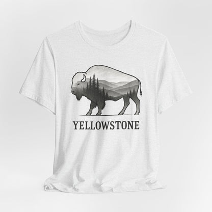 Yellowstone Bison Silhouette T-Shirt | Double Exposure Nature Tee