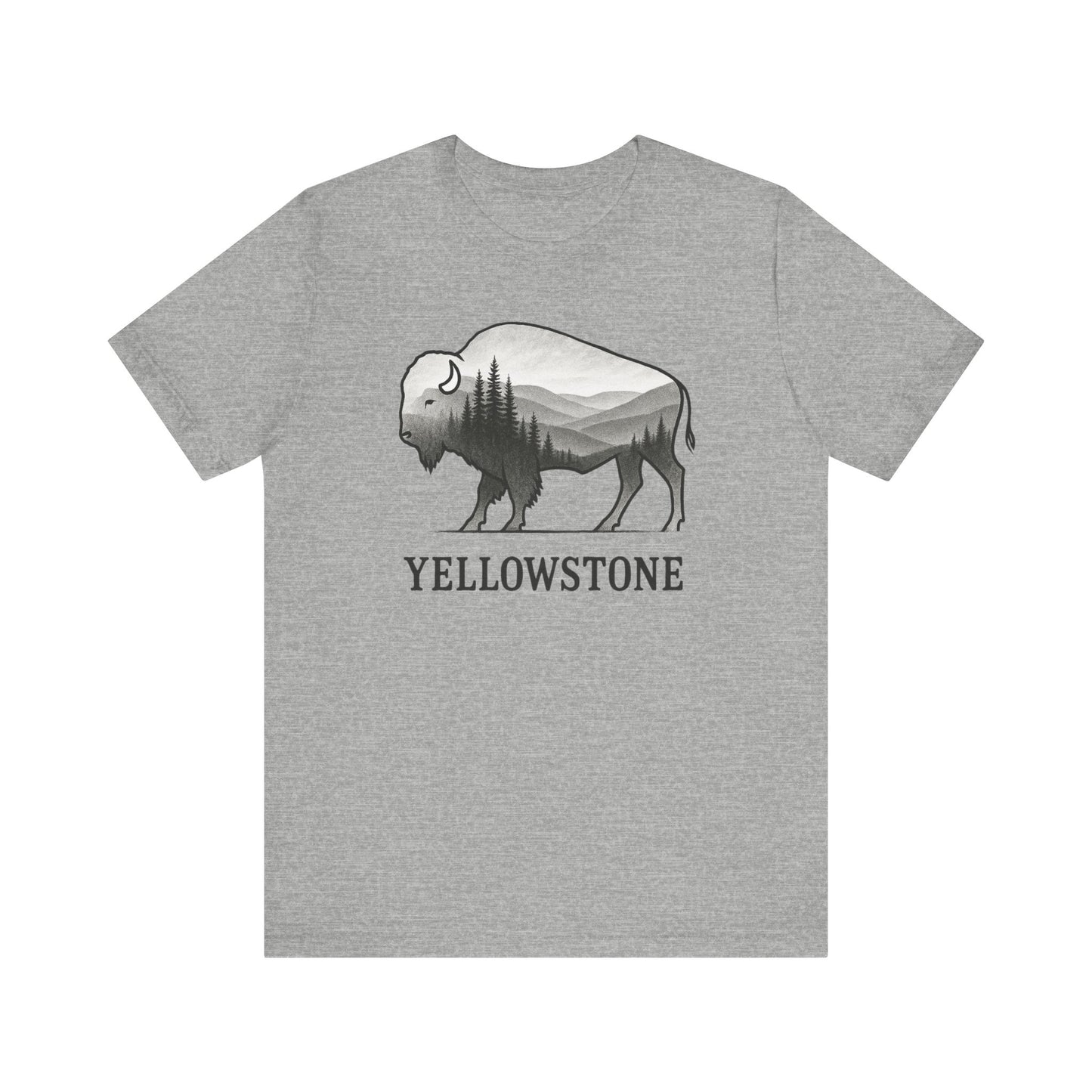 Yellowstone Bison Silhouette T-Shirt | Double Exposure Nature Tee