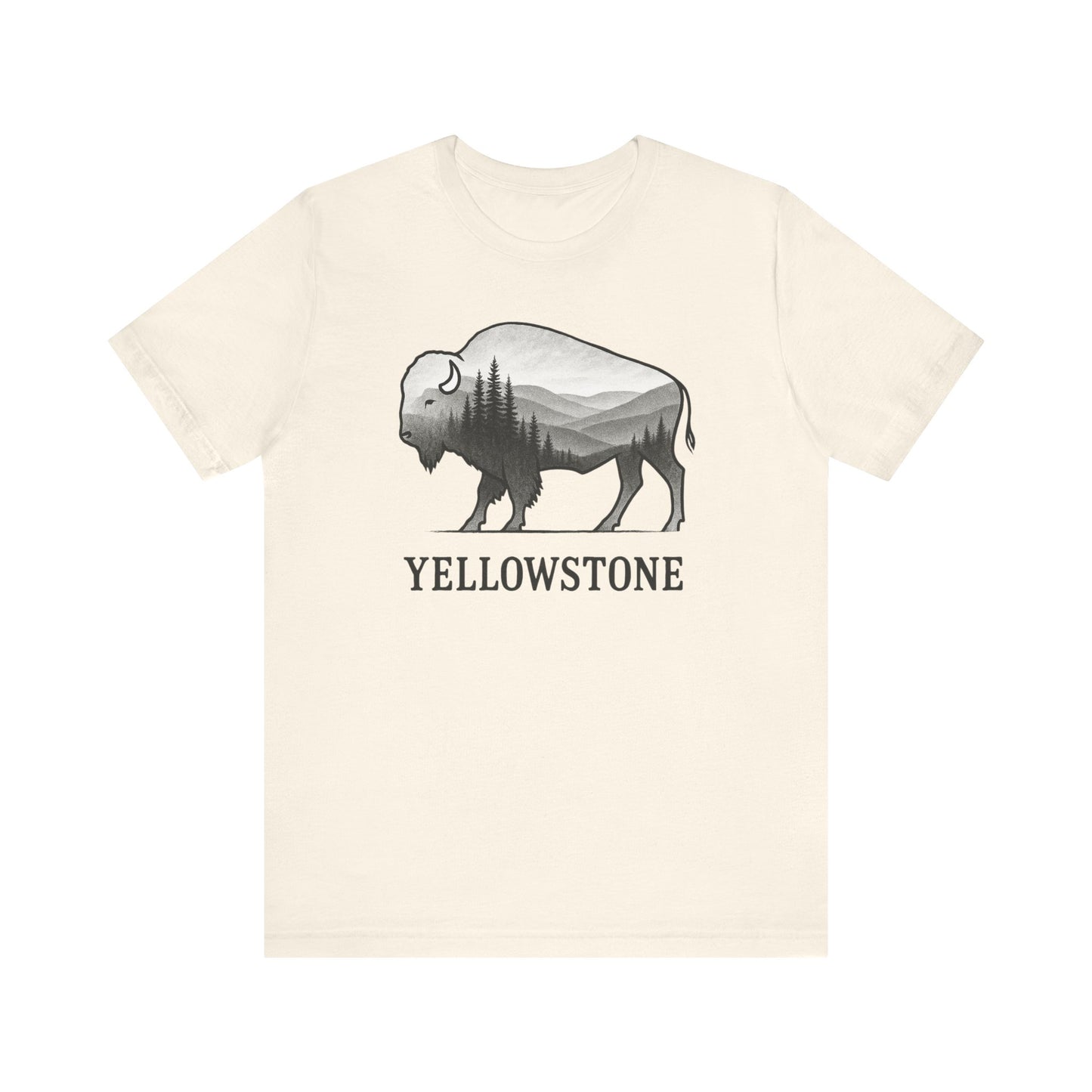 Yellowstone Bison Silhouette T-Shirt | Double Exposure Nature Tee