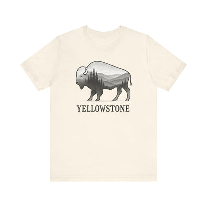 Yellowstone Bison Silhouette T-Shirt | Double Exposure Nature Tee