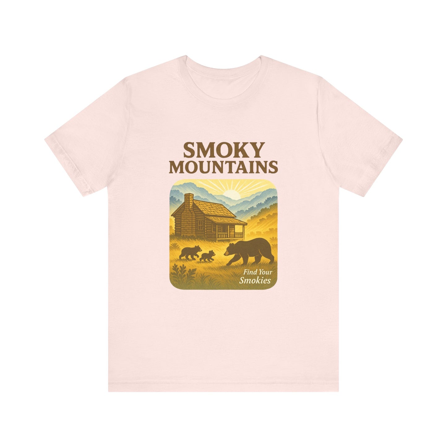 Cades Cove Cabin & Bear Smokies Retro Tee