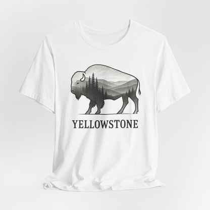 Yellowstone Bison Silhouette T-Shirt | Double Exposure Nature Tee