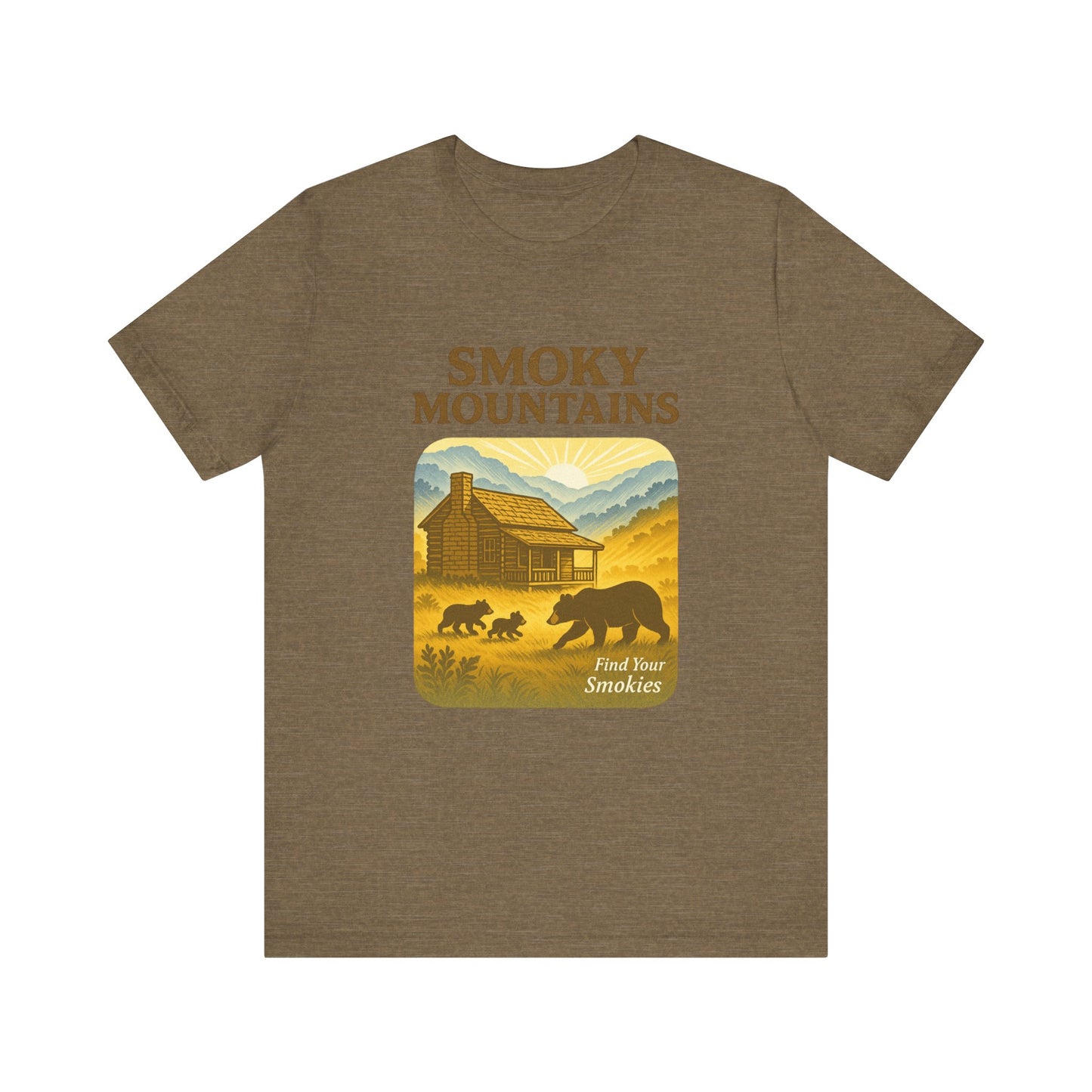 Cades Cove Cabin & Bear Smokies Retro Tee