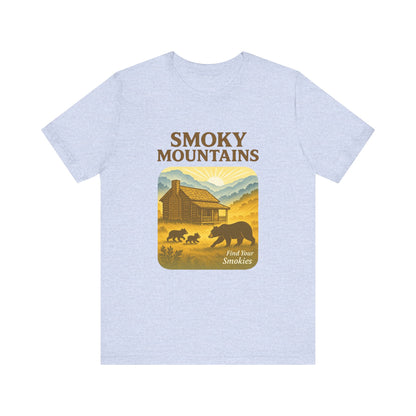 Cades Cove Cabin & Bear Smokies Retro Tee