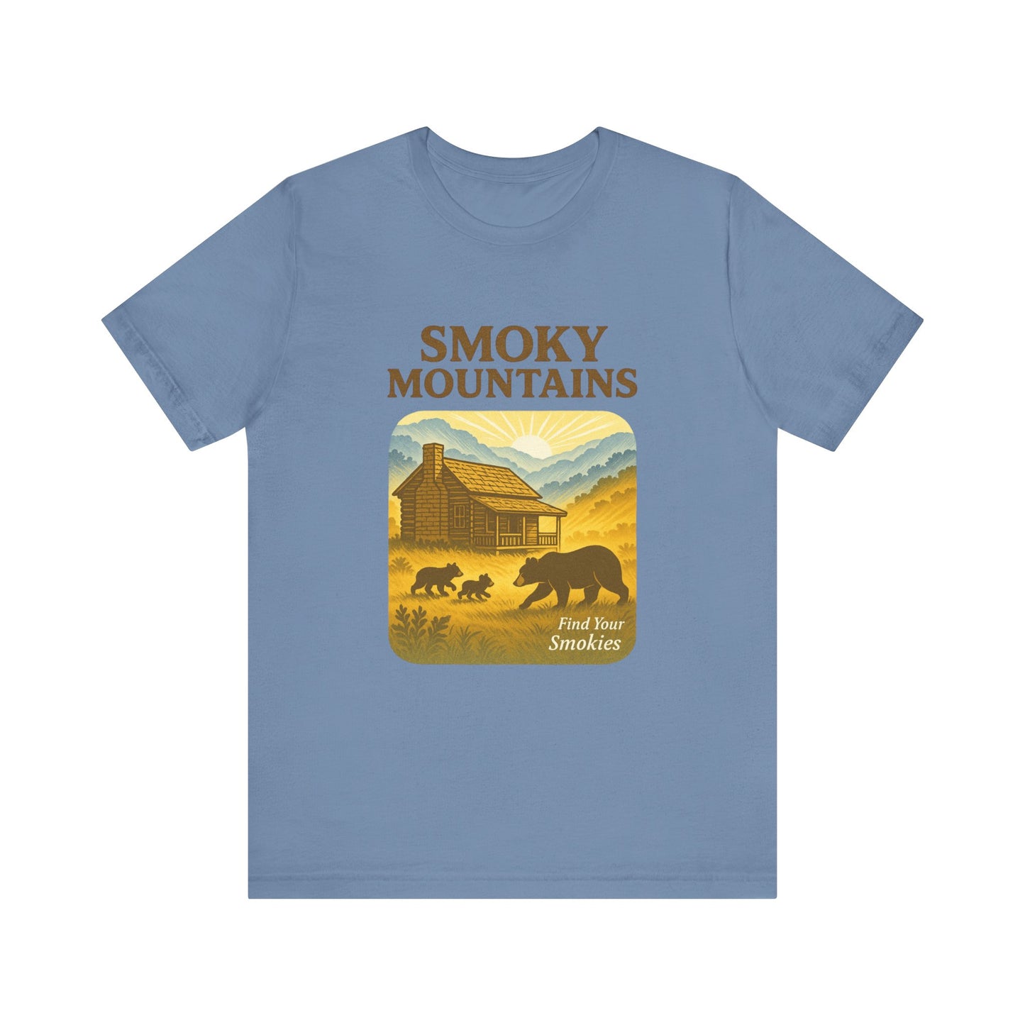 Cades Cove Cabin & Bear Smokies Retro Tee