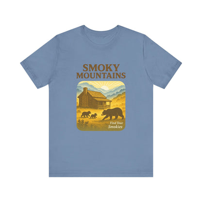 Cades Cove Cabin & Bear Smokies Retro Tee