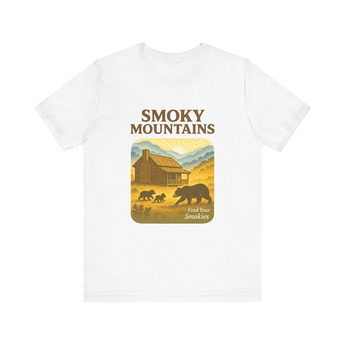 Cades Cove Cabin & Bear Smokies Retro Tee
