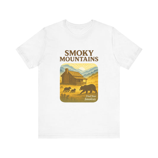 Cades Cove Cabin & Bear Smokies Retro Tee