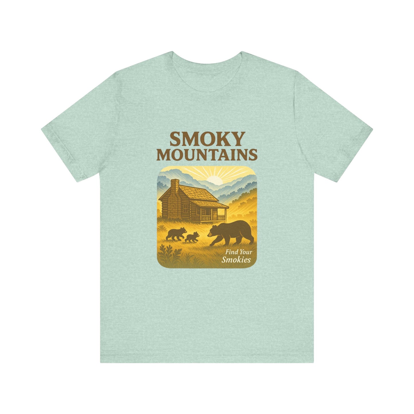 Cades Cove Cabin & Bear Smokies Retro Tee