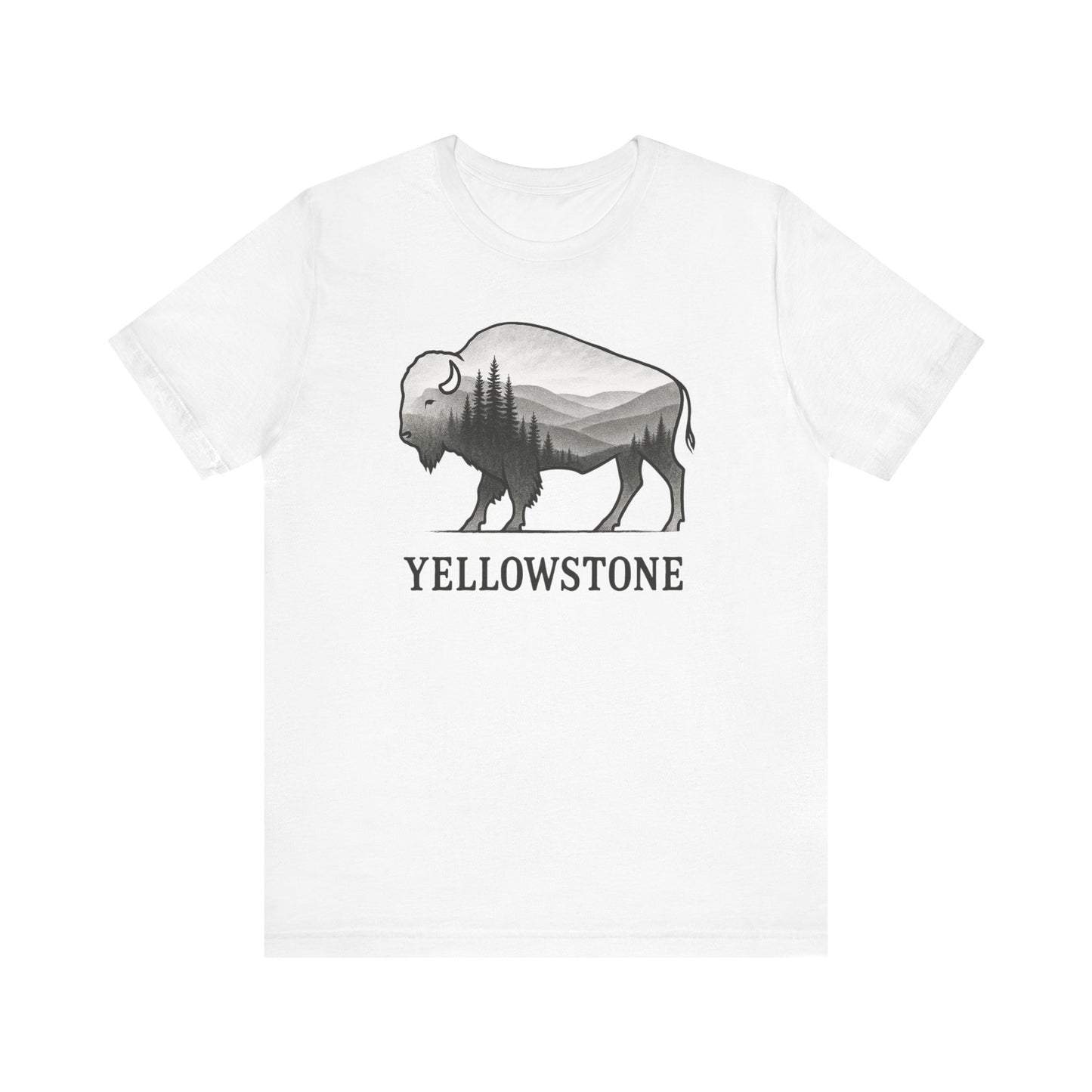 Yellowstone Bison Silhouette T-Shirt | Double Exposure Nature Tee