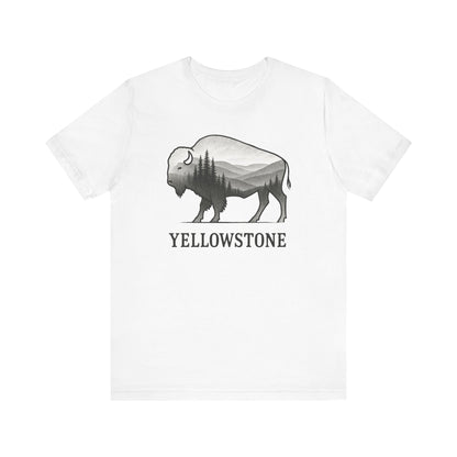 Yellowstone Bison Silhouette T-Shirt | Double Exposure Nature Tee