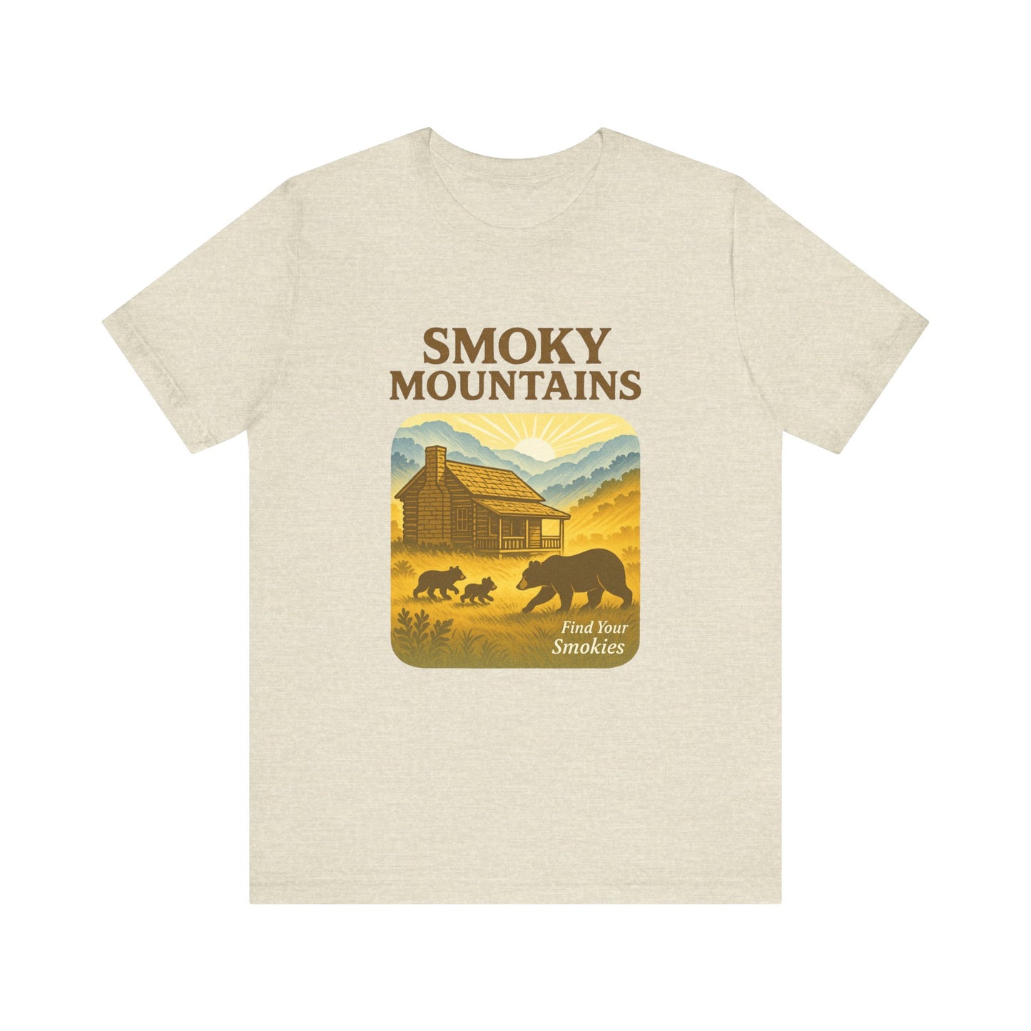Cades Cove Cabin & Bear Smokies Retro Tee